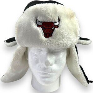 Kick 10 Chicago Bulls Trapper Hat Black Sherpa Lined Furry Ear Flap Winter Cap